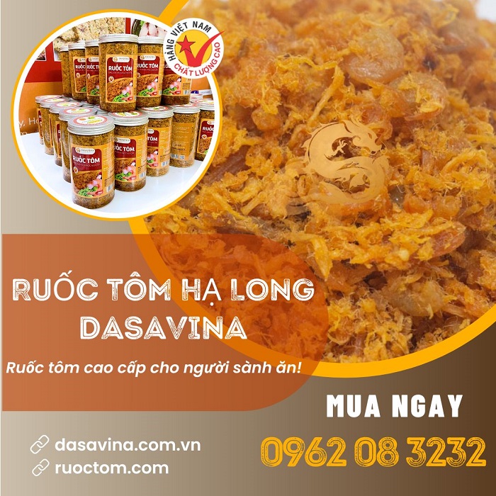 Ruốc tôm hiệu Bá Kiến bao gồm 55% tôm tươi, 40% thịt thăn heo và 5% gạch tôm