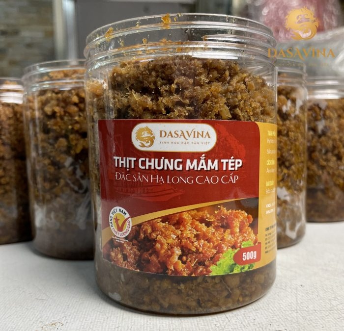 Sản phẩm thịt chưng mắm tép Dasavina được chế biến tiện lợi, phù hợp cho bữa cơm gia đình nhanh gọn nhưng vẫn thơm ngon.